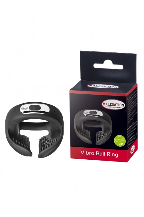 Черное эрекционное виброкольцо для пениса и мошонки Vibro Ball Ring - MALESATION - в Дзержинске купить с доставкой