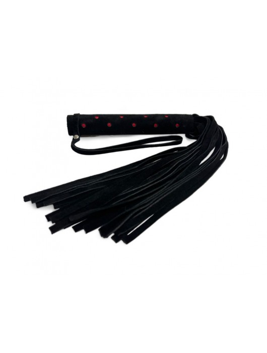 Черная замшевая плеть с красными точками на рукояти Red dot Princess - 43 см. - БДСМ Арсенал - купить с доставкой в Дзержинске