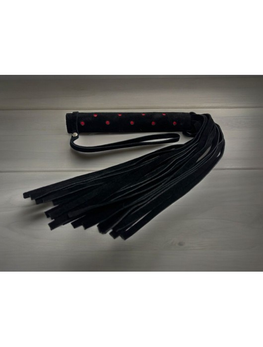 Черная замшевая плеть с красными точками на рукояти Red dot Princess - 43 см. - БДСМ Арсенал - купить с доставкой в Дзержинске