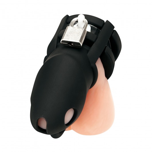 Черная клетка для пениса Silicone Small 2 in Cock Cage With Ball Divider - BlueLine - купить с доставкой в Дзержинске