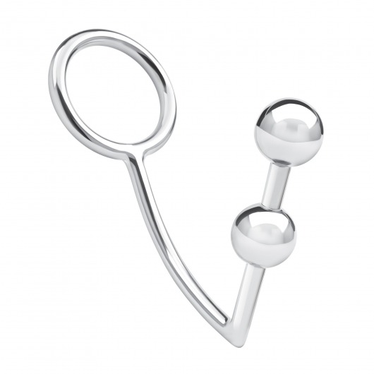 Кольцо на пенис с анальным стимулятором Two Bead Stainless Steel Anal Hook   Cock Ring - BlueLine - в Дзержинске купить с доставкой