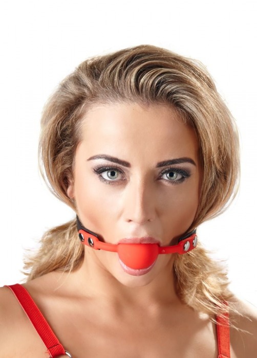 Силиконовый кляп-шар на чёрных ремешках Red Gag silicone - Orion - купить с доставкой в Дзержинске