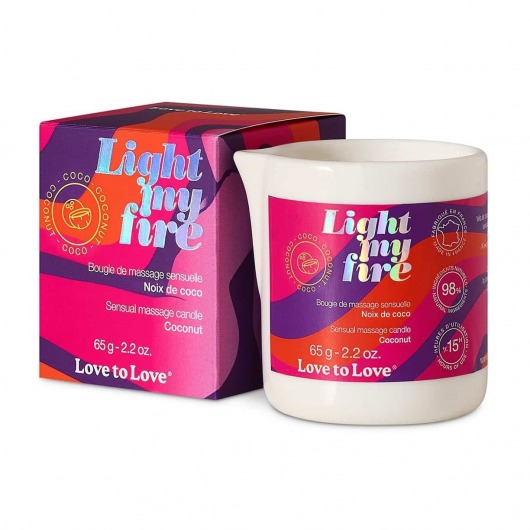Массажная свеча Light My Fire Coconut с ароматом кокоса - 65 гр. - Love to Love - купить с доставкой в Дзержинске