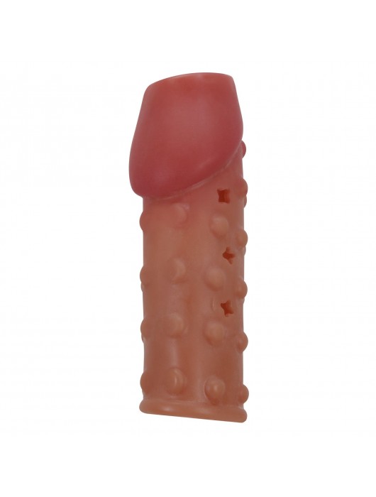 Телесная открытая насадка на пенис с бугорками - 19,8 см. - Baile - в Дзержинске купить с доставкой