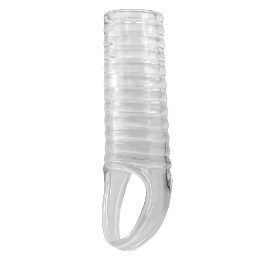 Прозрачная насадка на пенис с ребрышками и подхватом мошонки - Baile - в Дзержинске купить с доставкой