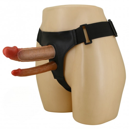 Темно-бежевый фаллопротез для двойного проникновения - 17,5 см. - Baile - купить с доставкой в Дзержинске