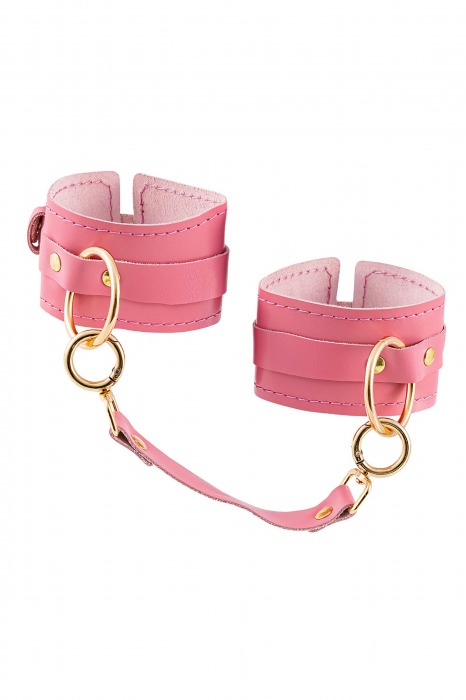 Розовые однослойные кожаные оковы - Pecado - купить с доставкой в Дзержинске