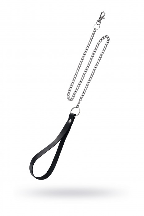 Поводок с ручкой из черной натуральной кожи и карабином для ошейника - Pecado - купить с доставкой в Дзержинске