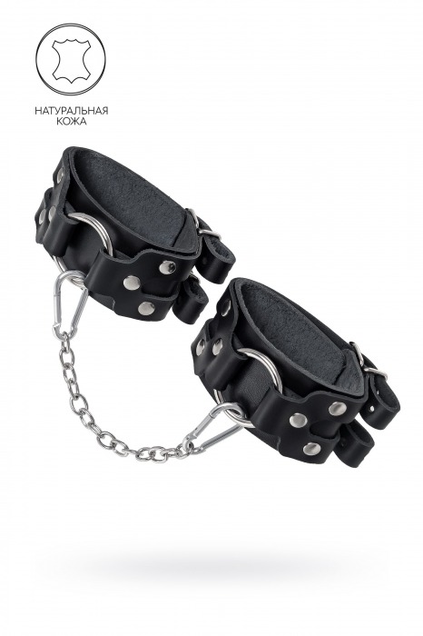 Черные кожаные оковы с двумя ремешками - Pecado - купить с доставкой в Дзержинске