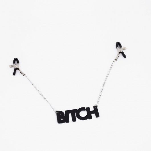 Зажимы на соски с кожаной подвеской Bitch - Crazy Handmade - купить с доставкой в Дзержинске
