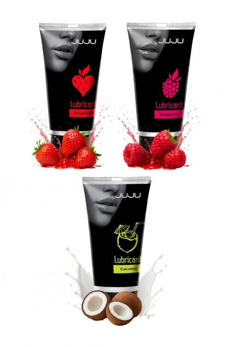 Набор из 3 съедобных лубрикантов JUJU (клубника, малина, кокос) - JuJu - купить с доставкой в Дзержинске