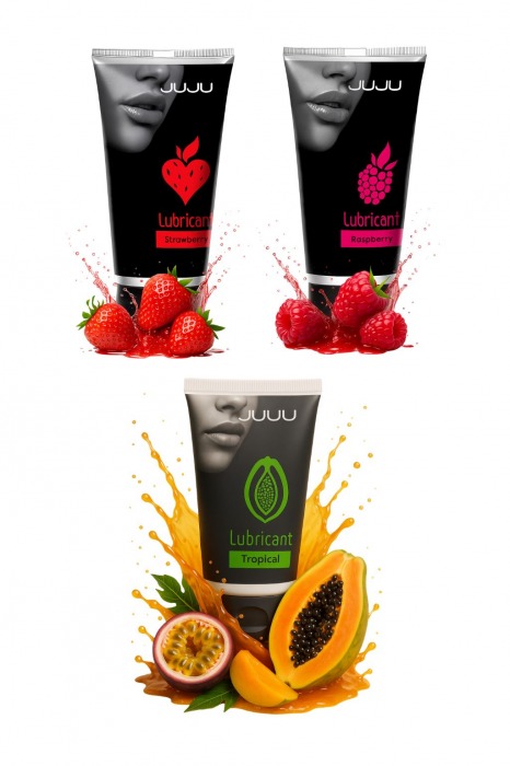 Набор из 3 съедобных лубрикантов JUJU (клубника, малина, тропические фрукты) - JuJu - купить с доставкой в Дзержинске