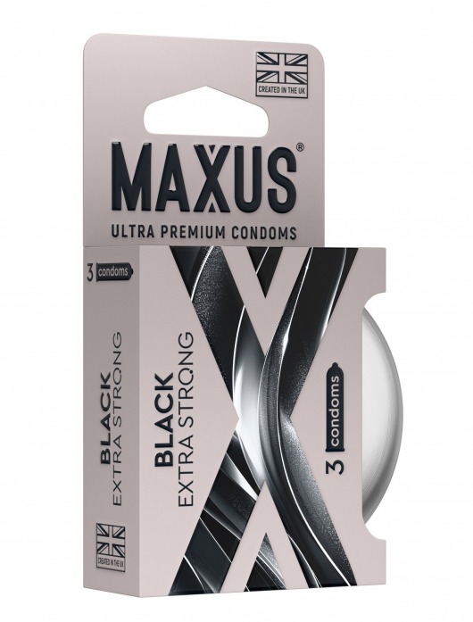 Черные утолщенные презервативы MAXUS Extra Strong с железным кейсом - 3 шт. - Maxus - купить с доставкой в Дзержинске