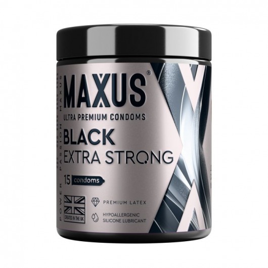 Черные утолщенные презервативы MAXUS Extra Strong с железным кейсом - 15 шт. - Maxus - купить с доставкой в Дзержинске