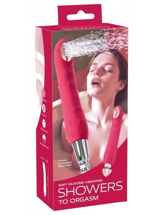 Малиновая насадка на душ с вибрацией Showers to orgasm - 20,1 см. - Orion - купить с доставкой в Дзержинске