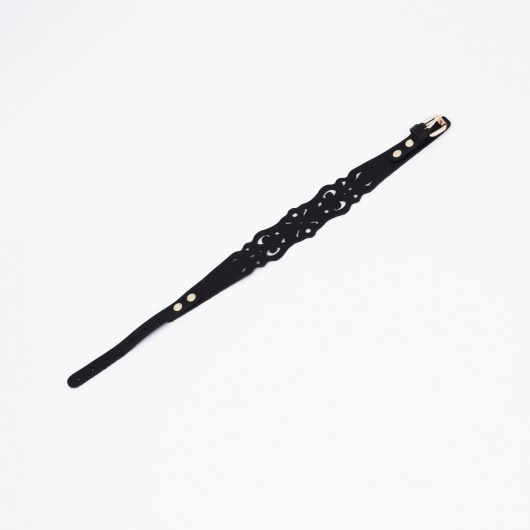 Черный ажурный чокер с золотистой фурнитурой - Crazy Handmade - купить с доставкой в Дзержинске