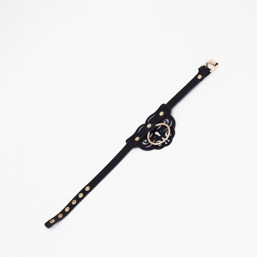 Черный чокер с клепками и золотистой фурнитурой - Crazy Handmade - купить с доставкой в Дзержинске