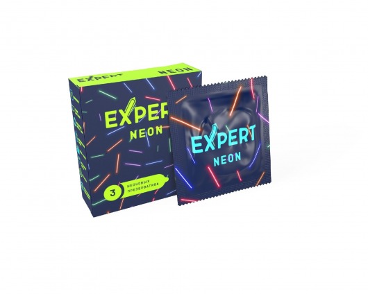 Светящиеся в темноте презервативы Expert Neon - 3 шт. - Expert - купить с доставкой в Дзержинске