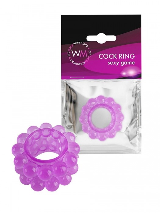 Лиловое эрекционное кольцо с 2 рядами стимулирующих шариков - Erowoman-Eroman - в Дзержинске купить с доставкой