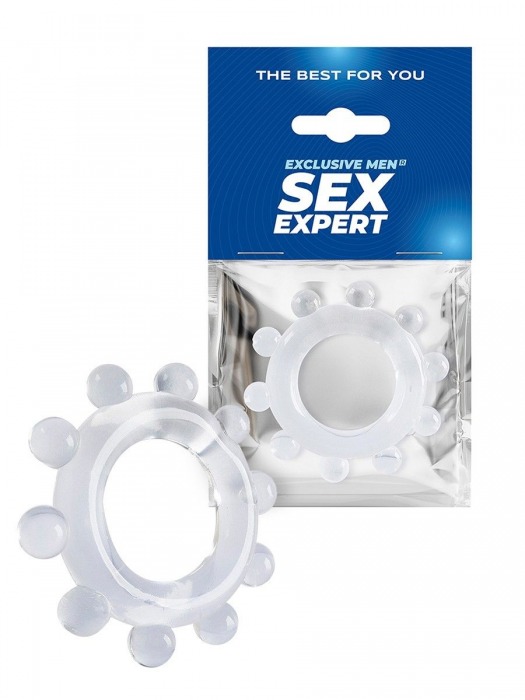 Прозрачное эрекционное кольцо со стимулирующими шариками - Sex Expert - в Дзержинске купить с доставкой