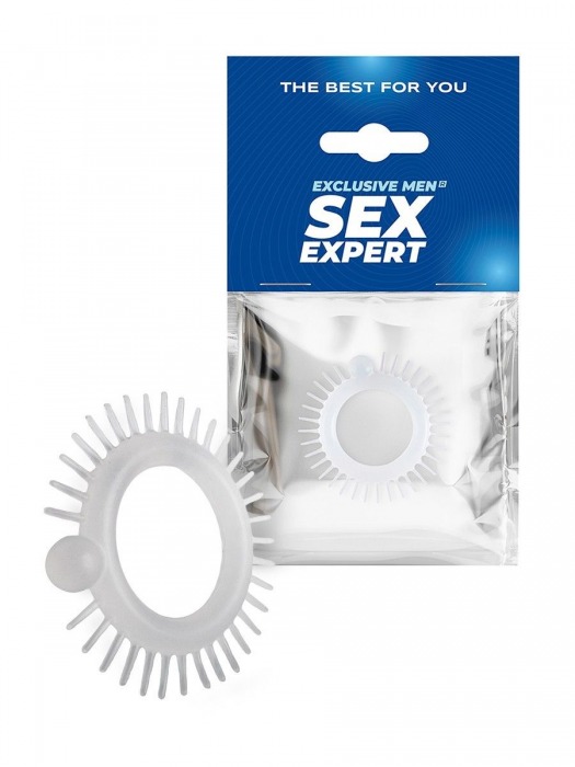 Эластичное эрекционное кольцо с шипиками и шариком - Sex Expert - в Дзержинске купить с доставкой