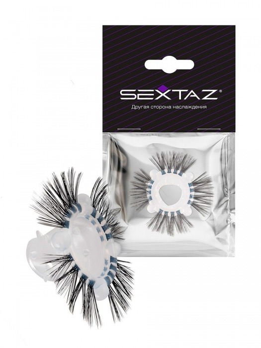 Эластичное эрекционное кольцо с черными «ресничками» - Sextaz - в Дзержинске купить с доставкой