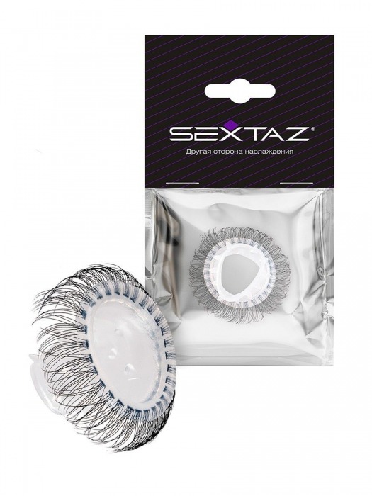 Эластичное эрекционное кольцо с длинными черными «ресничками» - Sextaz - в Дзержинске купить с доставкой