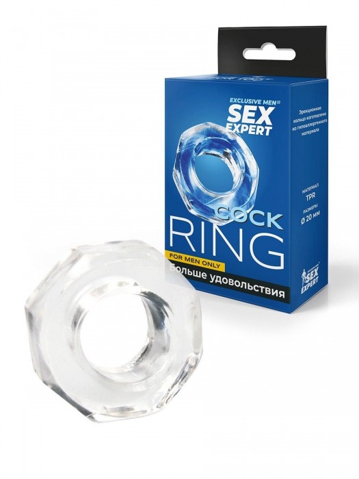 Прозрачное эрекционное кольцо в форме гайки - Sex Expert - в Дзержинске купить с доставкой
