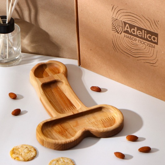 Деревянное блюдо для подачи в форме члена (25 х 16,5 х 1,7 см) - Сима-Ленд - купить с доставкой в Дзержинске