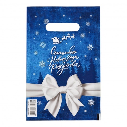 Сине-белый подарочный новогодний пакет с вырубной ручкой (20х30 см) - Сима-Ленд - купить с доставкой в Дзержинске