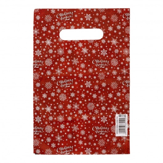 Красный подарочный новогодний пакет с вырубной ручкой (20х30 см) - Сима-Ленд - купить с доставкой в Дзержинске