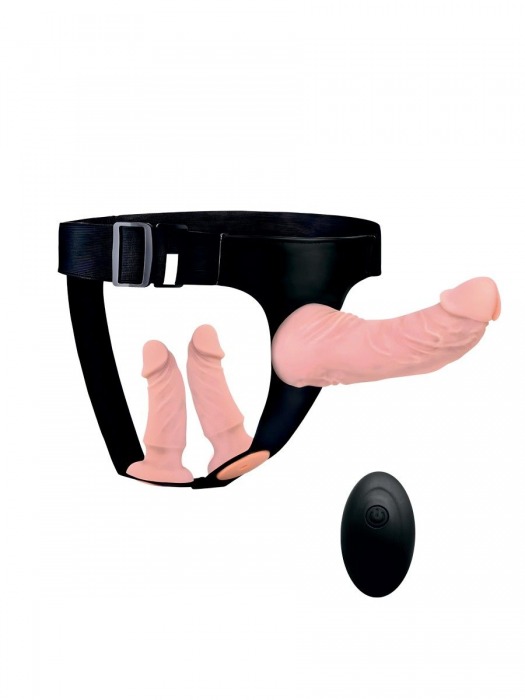 Женский страпон с 3 насадками и вибрацией - Erowoman-Eroman - купить с доставкой в Дзержинске