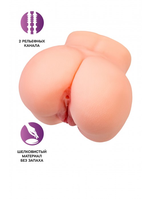 Реалистичный мастурбатор в форме попки с двумя любовными входами - No Name - в Дзержинске купить с доставкой
