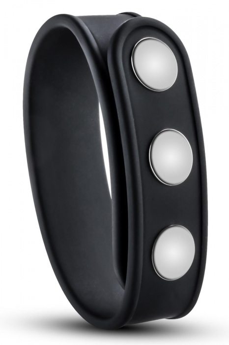 Черное эрекционное кольцо на кнопках - Blush Novelties - в Дзержинске купить с доставкой