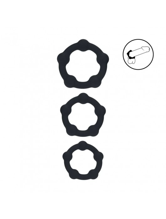 Набор из 3 эрекционных колец Beaded Silicone Cockring Set - Shots Media BV - в Дзержинске купить с доставкой