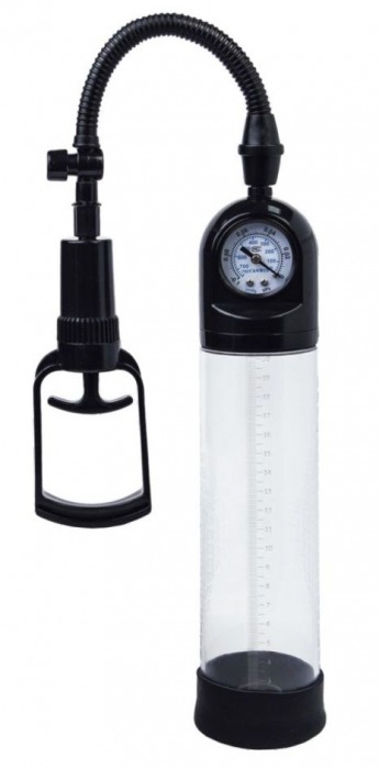 Чёрная вакуумная помпа A-toys с манометром и прозрачной колбой - A-toys - в Дзержинске купить с доставкой