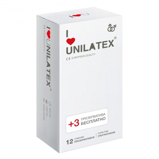 Ультратонкие презервативы Unilatex Ultra Thin - 12 шт. + 3 шт. в подарок - Unilatex - купить с доставкой в Дзержинске