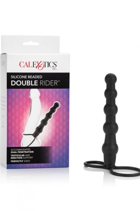 Насадка на пенис для двойного проникновения Silicone Beaded Double Rider - 14 см. - California Exotic Novelties - в Дзержинске купить с доставкой