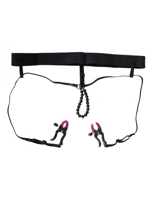 Трусики с зажимами для половых губ и бусинками для массажа промежности - Orion - купить с доставкой в Дзержинске