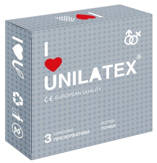 Презервативы с точками Unilatex Dotted - 3 шт. - Unilatex - купить с доставкой в Дзержинске