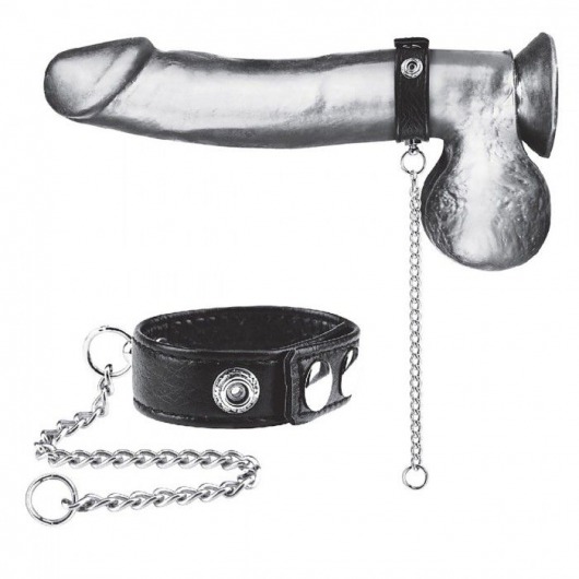 Утяжка на пенис с поводком Snap Cock Ring With 12  Leash - BlueLine - купить с доставкой в Дзержинске