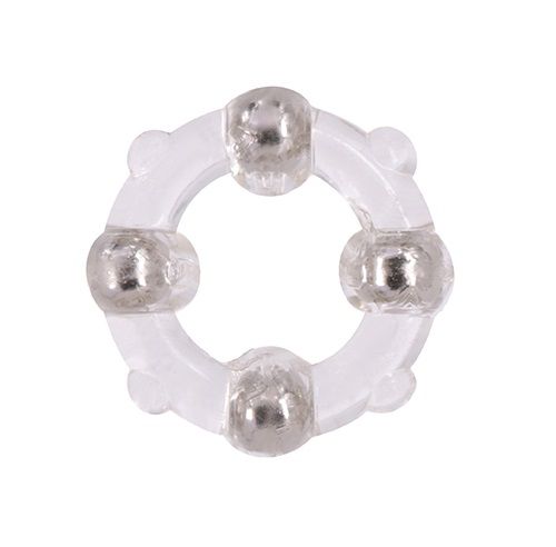 Эрекционное кольцо с 4 бусинами MENZSTUFF STUD RING CLEAR - Dream Toys - в Дзержинске купить с доставкой