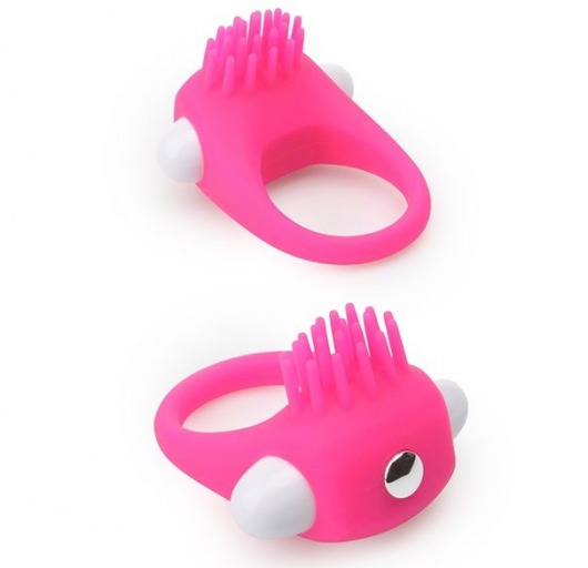 Розовое эрекционное кольцо с щеточкой LIT-UP SILICONE STIMU RING 5 - Dream Toys - в Дзержинске купить с доставкой