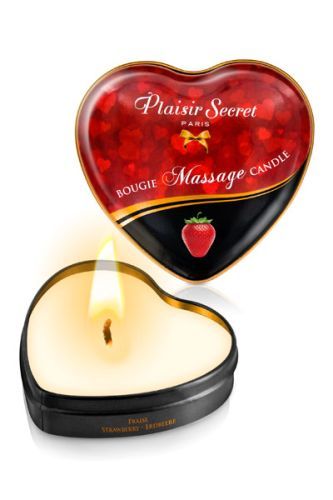 Массажная свеча с ароматом клубники Bougie Massage Candle - 35 мл. - Plaisir Secret - купить с доставкой в Дзержинске