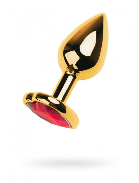 Золотистая анальная пробка с кристаллом-сердцем - 7,5 см. - ToyFa - купить с доставкой в Дзержинске