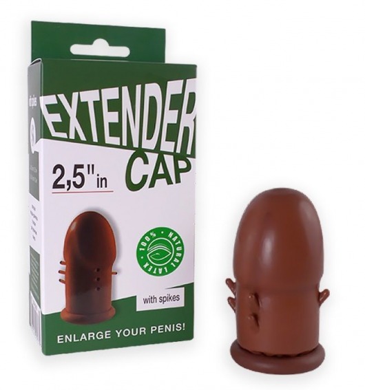 Коричневый латексный удлинитель пениса 2.5 in с шипиками - Sitabella - в Дзержинске купить с доставкой