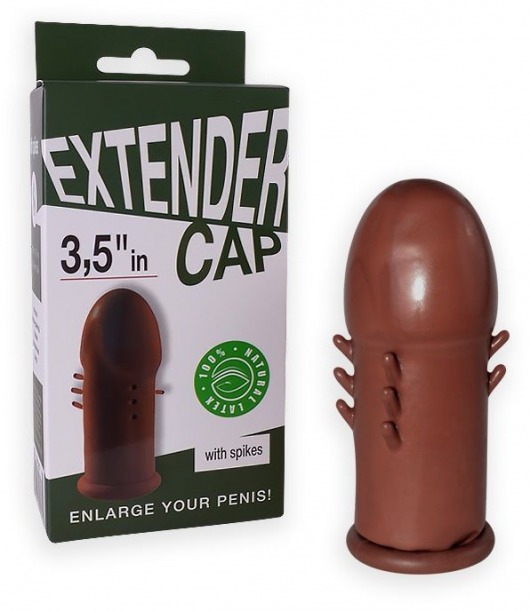 Коричневый латексный удлинитель пениса 3.5 in с шипиками - Sitabella - в Дзержинске купить с доставкой