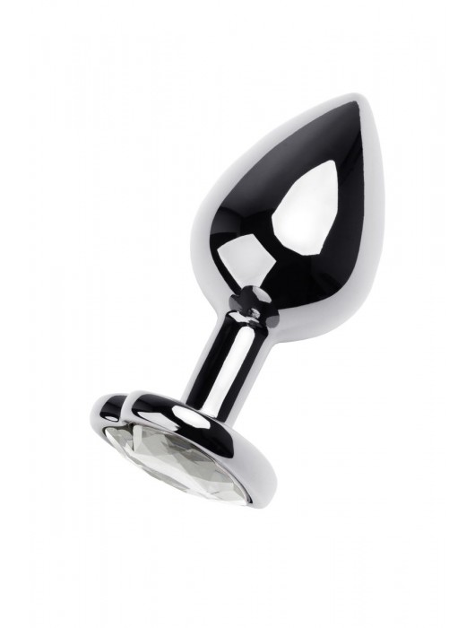 Серебристая анальная пробка с прозрачным кристаллом-сердцем - 8 см. - ToyFa - купить с доставкой в Дзержинске