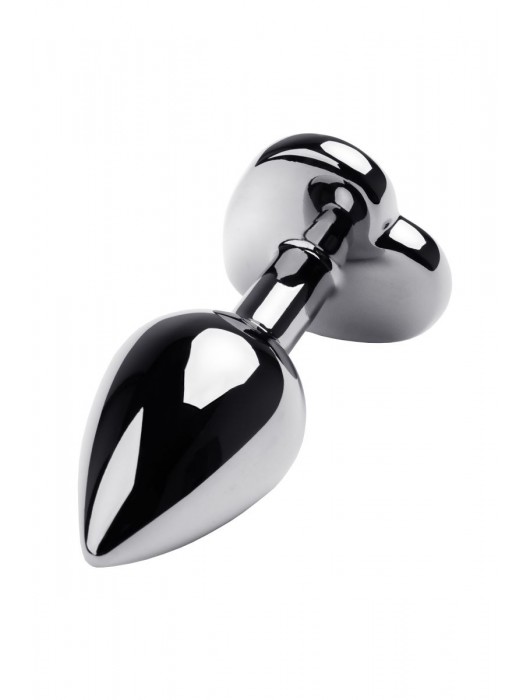 Серебристая анальная пробка с прозрачным кристаллом-сердцем - 8 см. - ToyFa - купить с доставкой в Дзержинске