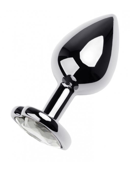 Серебристая анальная пробка с прозрачным кристаллом-сердцем - 8 см. - ToyFa - купить с доставкой в Дзержинске